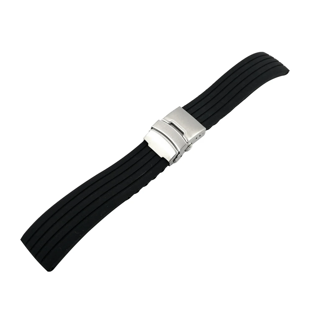 

2Pcs Waterproof Silicone Watch Bands Foldable Durable Stainless Steel Buckle Replacement Strap