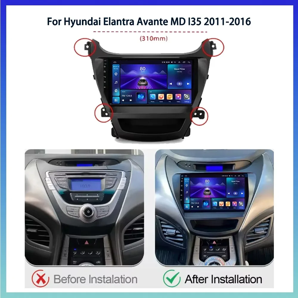 Android 17 For Hyundai Elantra Avante MD I35 2011-2016 Car Radio GPS Navigation Wireless Android Auto Intelligent System DSP 4G