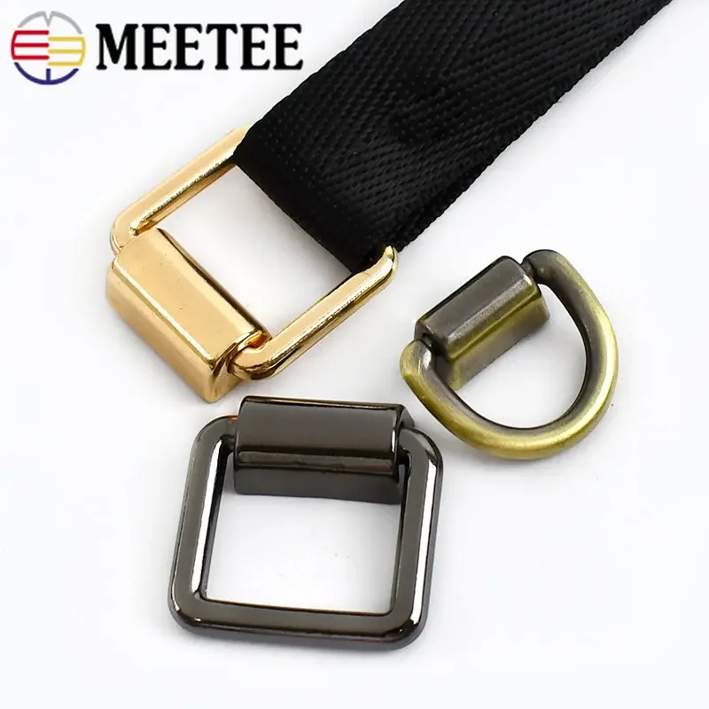 4/10Pcs Meetee 15/16/19mm Metal Bag Strap Side Clip Buckles Square D Ring Clasp Webbing Chain Connection Buckle DIY Accessories