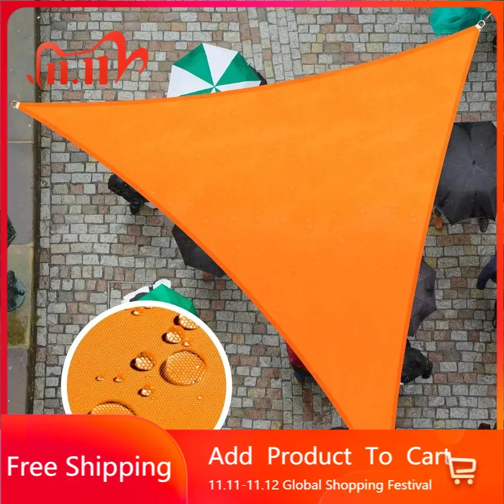 

15' x 20' x 25' Custom Size Orange TADT12 Triangle Waterproof Sun Shade Sail UPF50 Canopy Awning Shelter, 95% UV Blockage Water