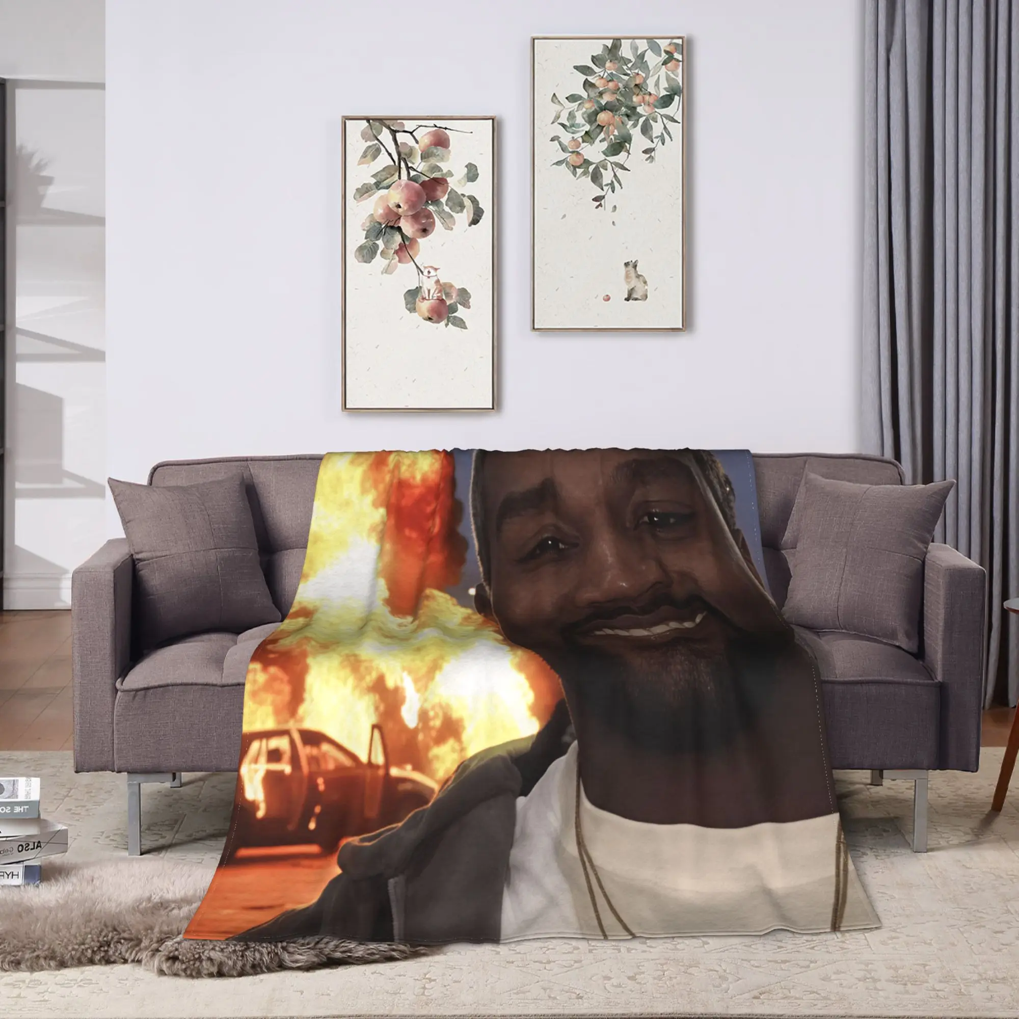 Warm BlanketsBoy Girl Travel Kanye West Meme Throw Blanket  Flannel Bedspread For Couch Chair Sofa Bed Funny Sofa Bed Cover