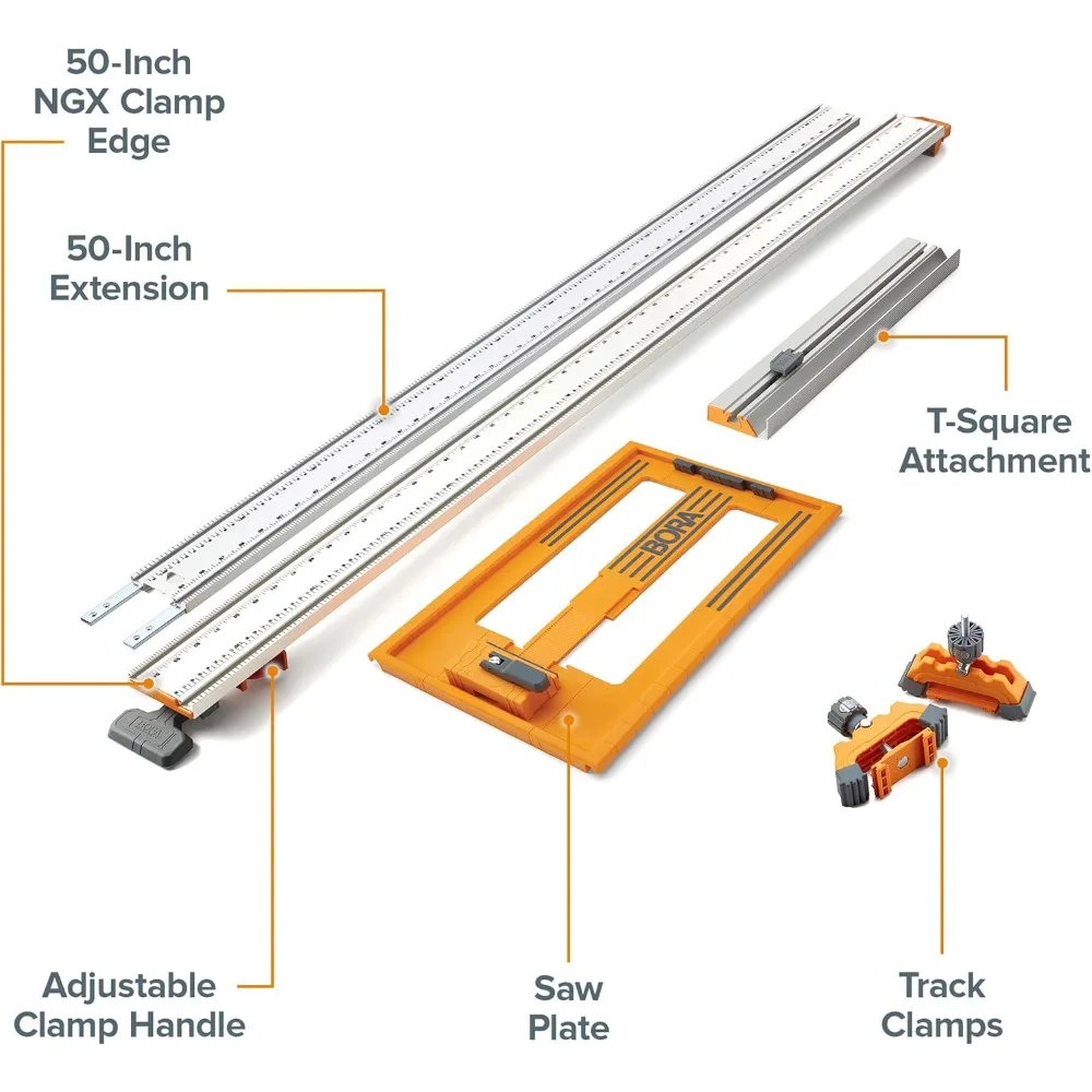 5-Piece NGX Deluxe Clamp Edge System Set for Making Precision Cuts, Includes 50-inch Clamp Edge, 50-inch