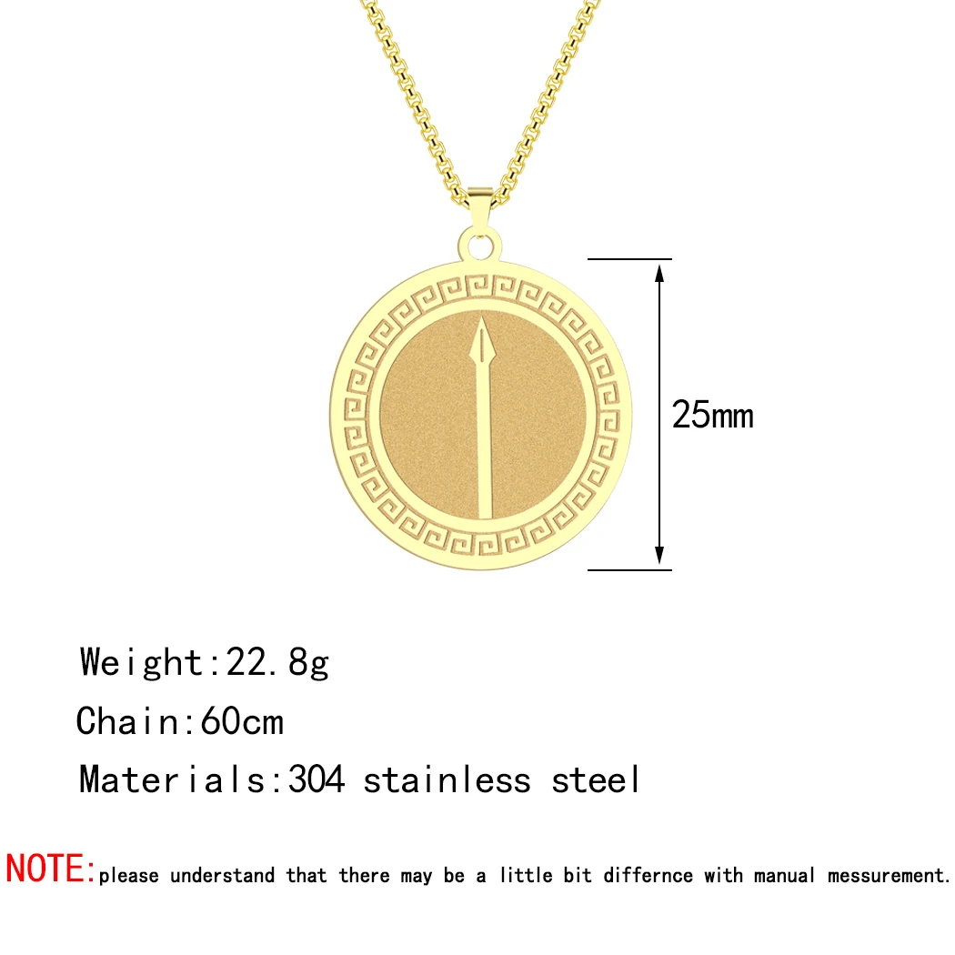 CHENGXUN Ancient Greek Sword Pendant Necklace for Men Women Stainless Steel Roman Empire Charm Neck Chain Spirit Totem Jewelry