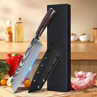 MDHAND Japanese Kiritsuke Knife Professional Chef Slicing Meat Cleaver Kitchen Knives Ergonomic Handle Laser Pattern Sharp Knife