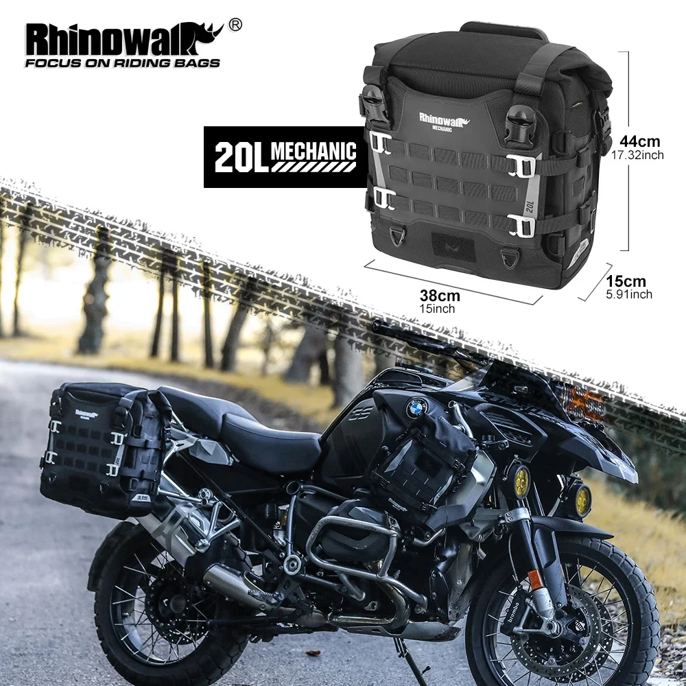 Rhinowalk Motorcycle Side Rack Bag 20L/35L Quick Release Waterproof Saddlebag with Internal Support Anti-Sway Touring Luggage