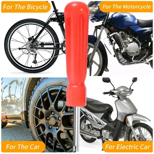 Imagen 2 del producto Removedor de núcleo de vástago de válvula de motocicleta, mango ranurado, destornillador de neumático, herramientas de instalación de reparación de neumáticos de coche, accesorios para bicicleta y automóvil, 1 ud.