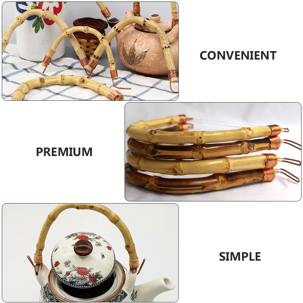 

3pcs Kettle Handles 25cm 20cm 18cm Japanese Style Ceramic Bamboo Replacement Accessories Practical Easy Install Anti Burn Gifts
