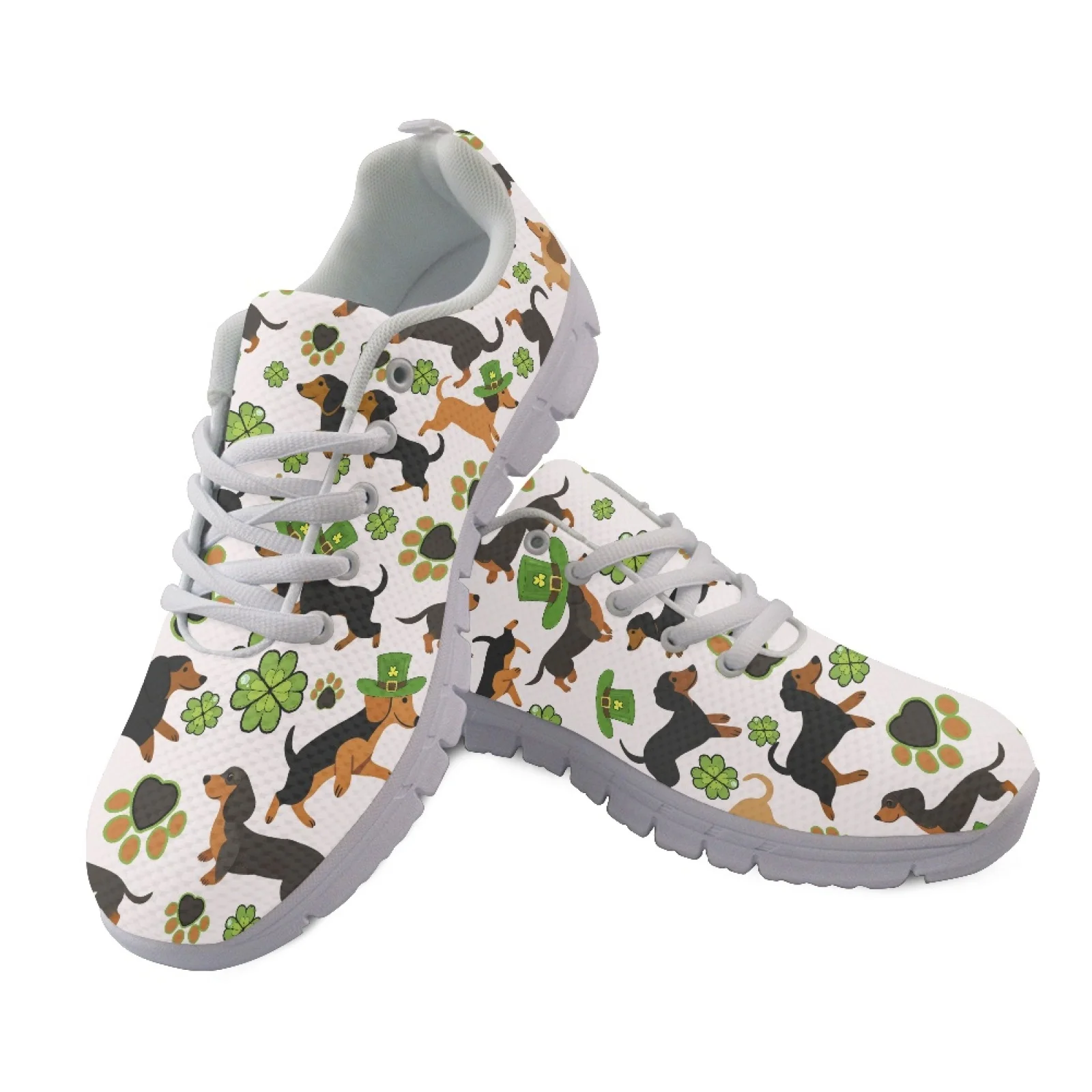 Coloranimal Clover Dachshund 2026 Trending Casual Sports Trainers for Women Mesh & EVA Sole Fitness Shoes Athletic Sport Shoes