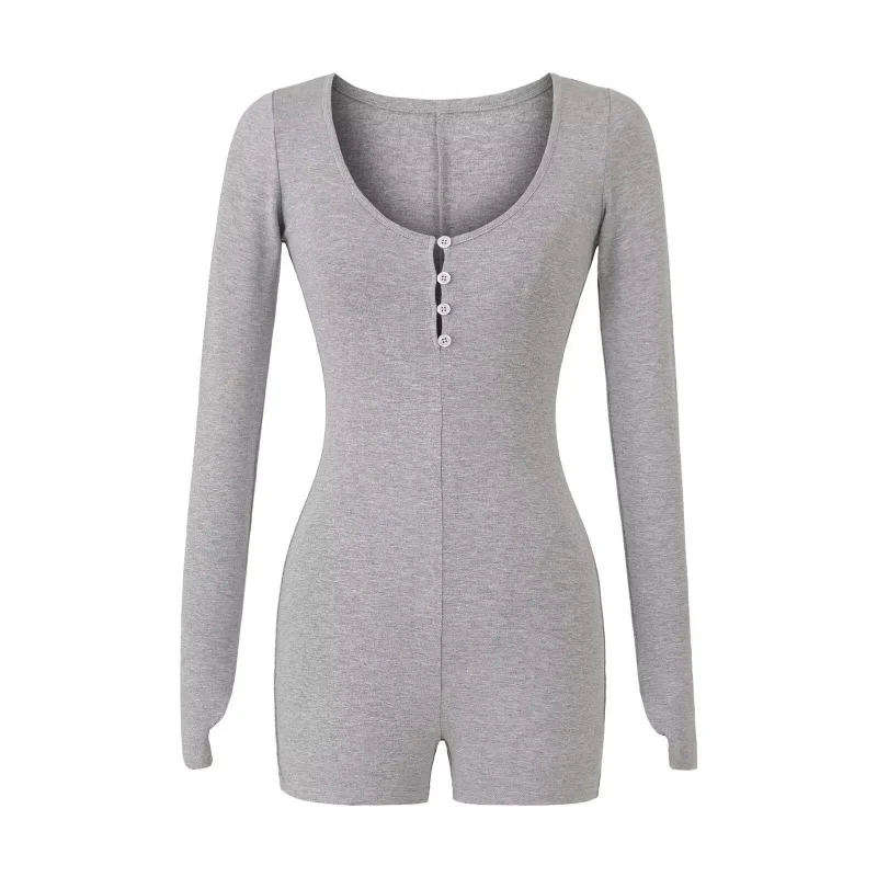 

Women's Yoga Sport One-Piece Suit High Waist Long Sve round Ne Leotard Elastic Fitting ape Enhancing Sensual Jumpsuit