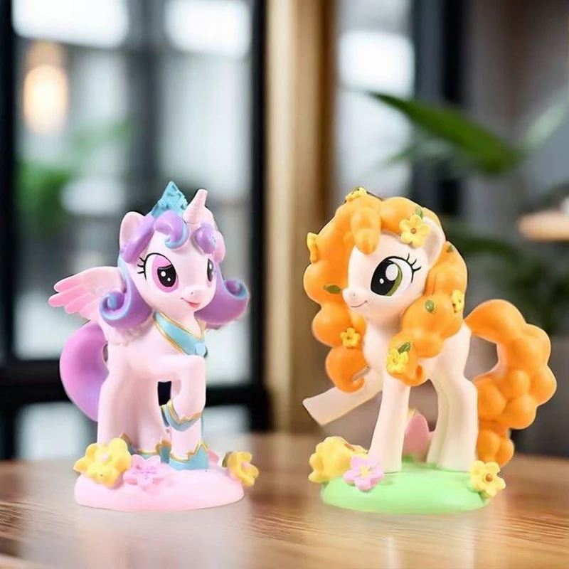 Amizade do Pequeno Pônei Kawaii Brinquedos Mágicos, Caixa cega de segunda geração, Anime Applejack Rarity, Fluttershy Character, Brinquedos modelo de quarto