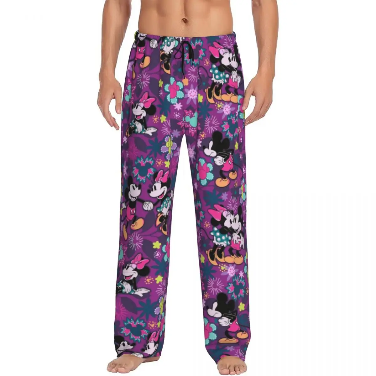 

Custom Printed Men Minnie Mickey Mouse Cartoon Animation Pajama Pants Sleepwear Sleep Lounge Bottoms with Pockets
