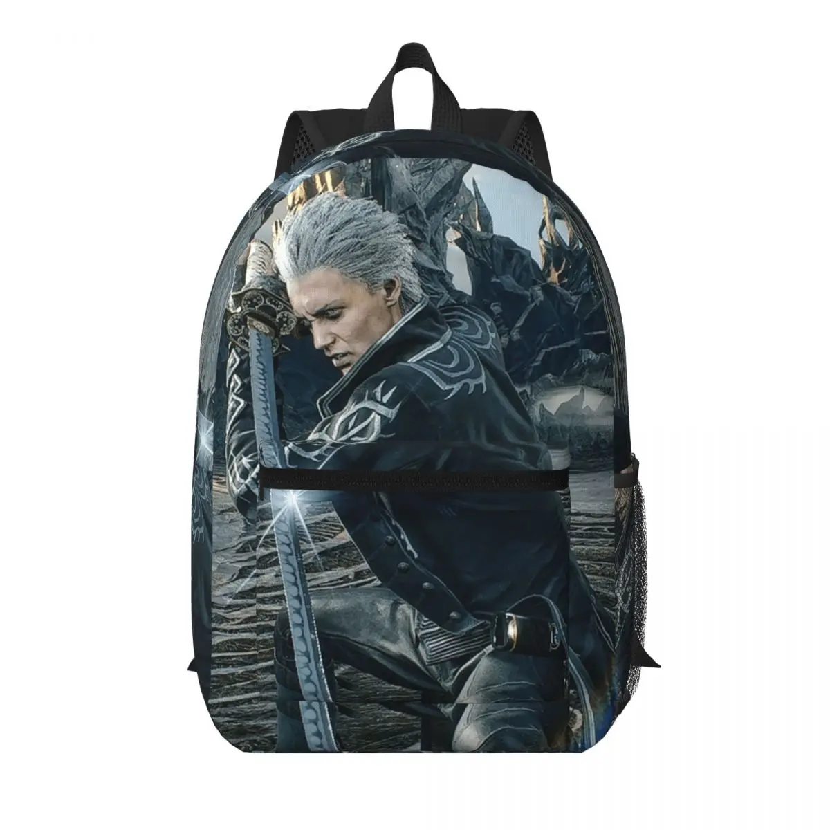 Vergil From The Devil May Cry Seri Student Backpack School Bag Hiking Travel Daypack for Boys Girls Bookbag Shoulder Bags