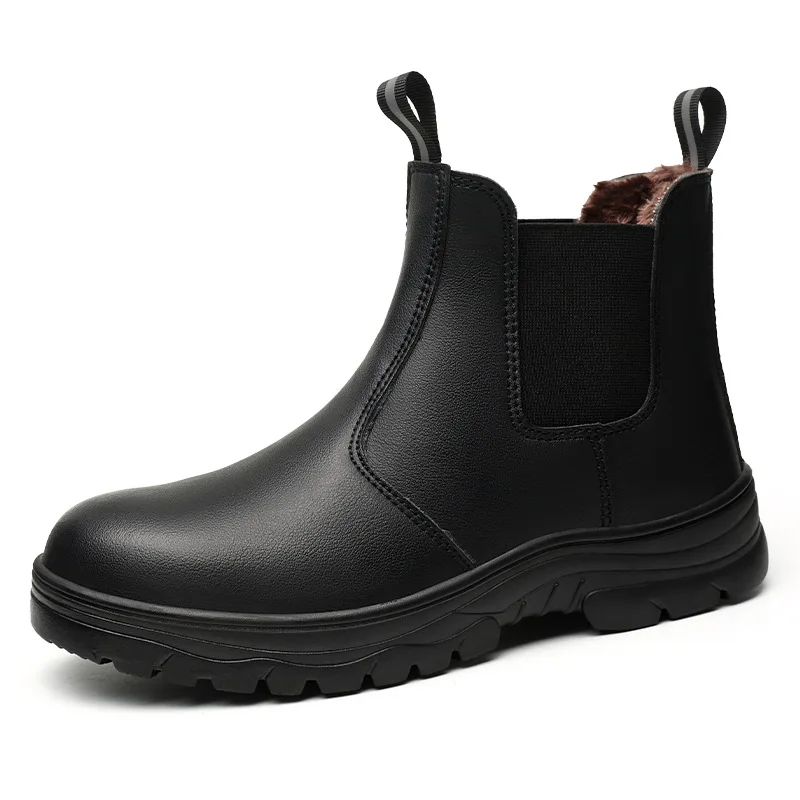 

Мужские модные рабочие ботинки со стальным носком, зимняя защитная обувь из мягкой кожи, рабочая обувь на открытом воздухе, ботильоны «Челси», безопасная обувь, защита