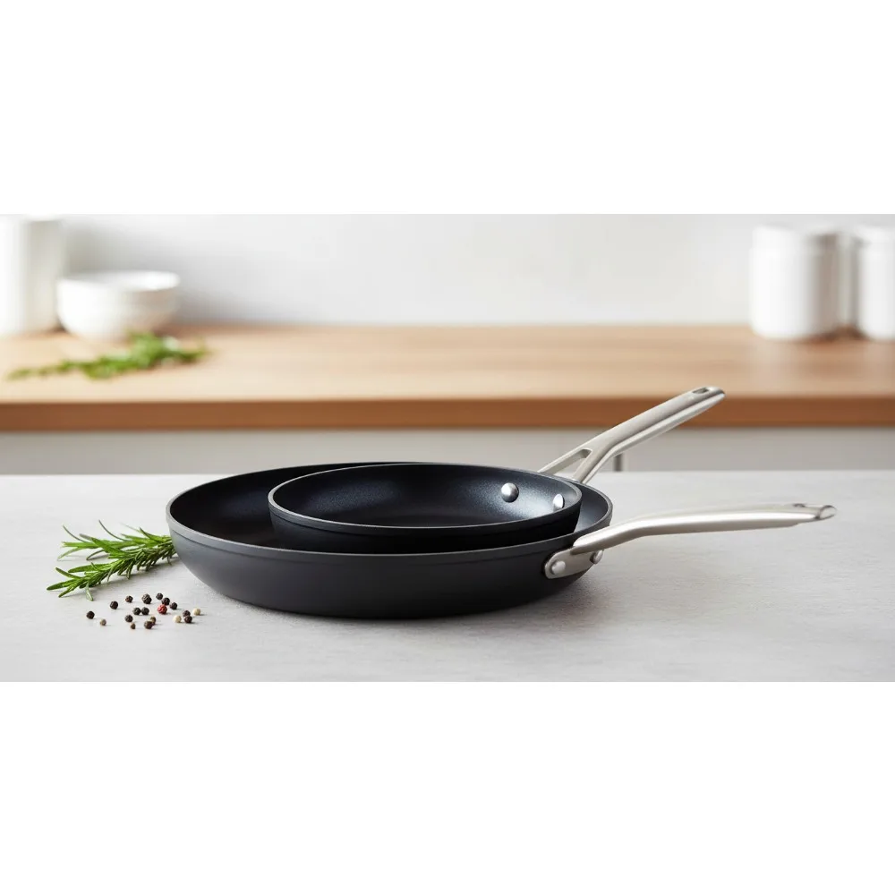 

Premium Nonstick 8" & 10" Frying Pan Set - Hard-Anodized, Oven Safe, Dishwasher Safe for Home Chefs