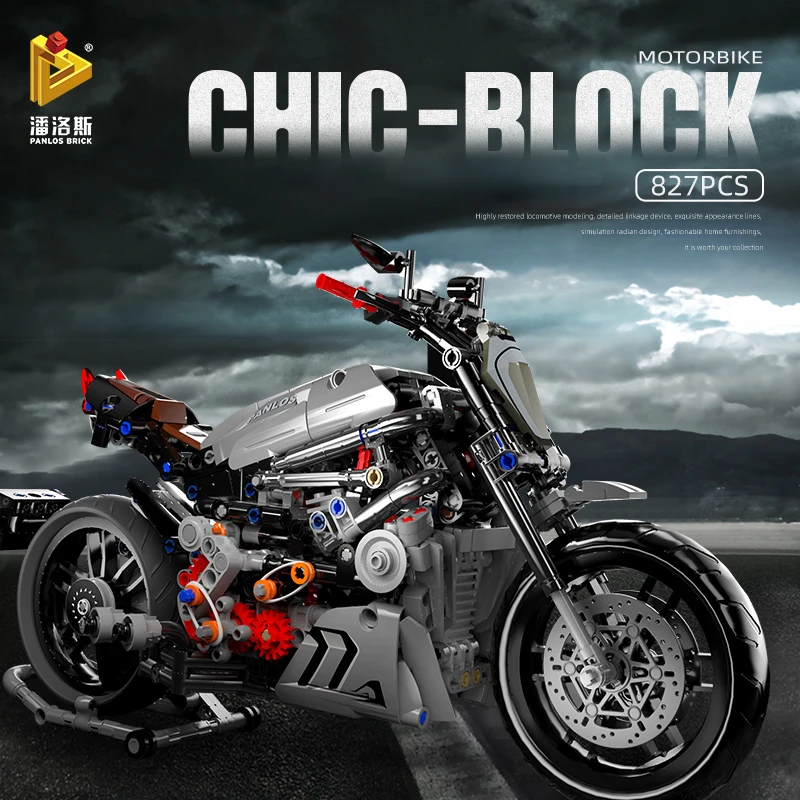 City Champion Speed Racing Motorcycle Tech Car Model Building Blocks MOC Motobike Vehicle Bricks Toy for Boys Children's Gift