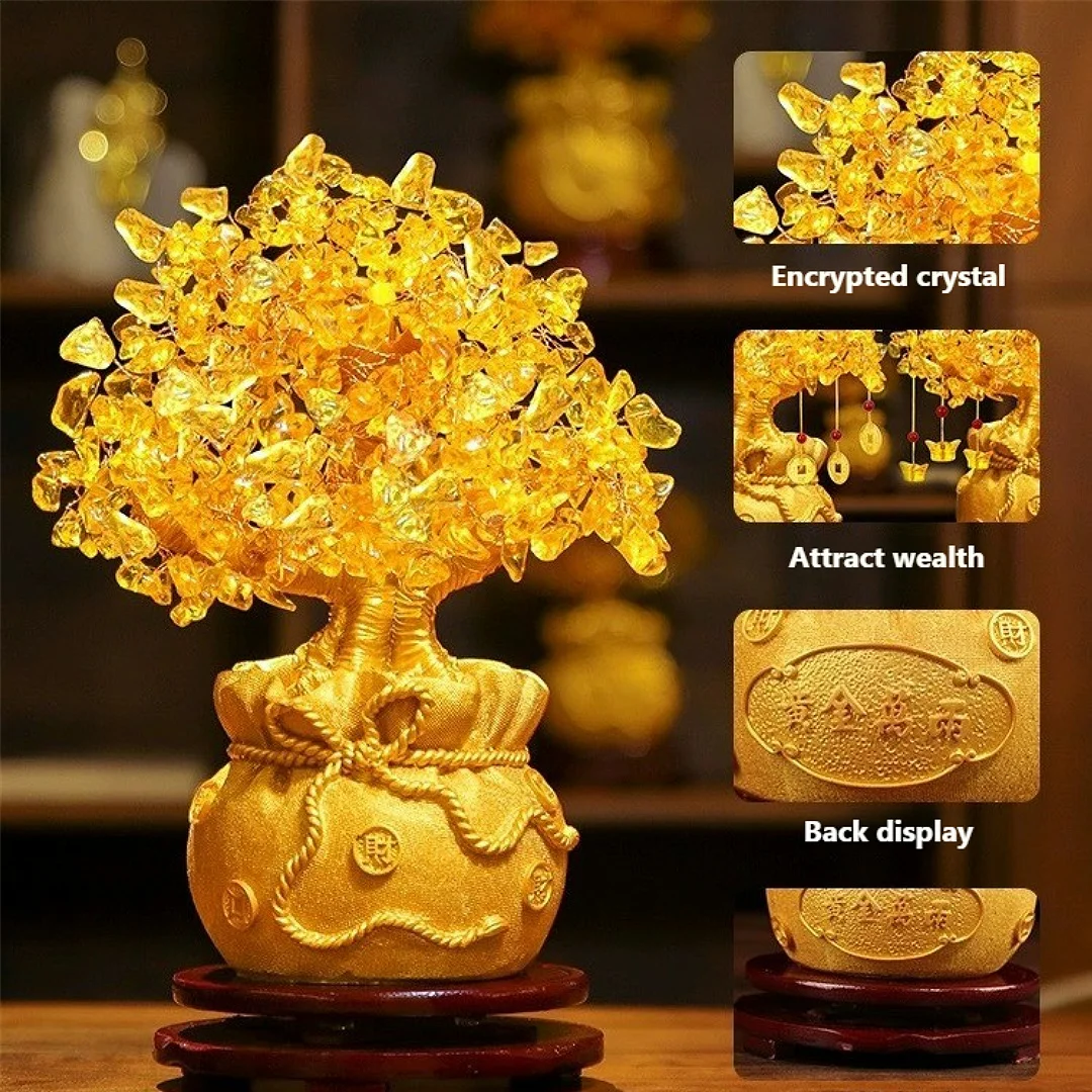 Crystal Money Tree Feng Shui Bonsai for Fortune Money Good Luck Wealth Prosperity and Success，DIY Home Decoration，Christmas gift