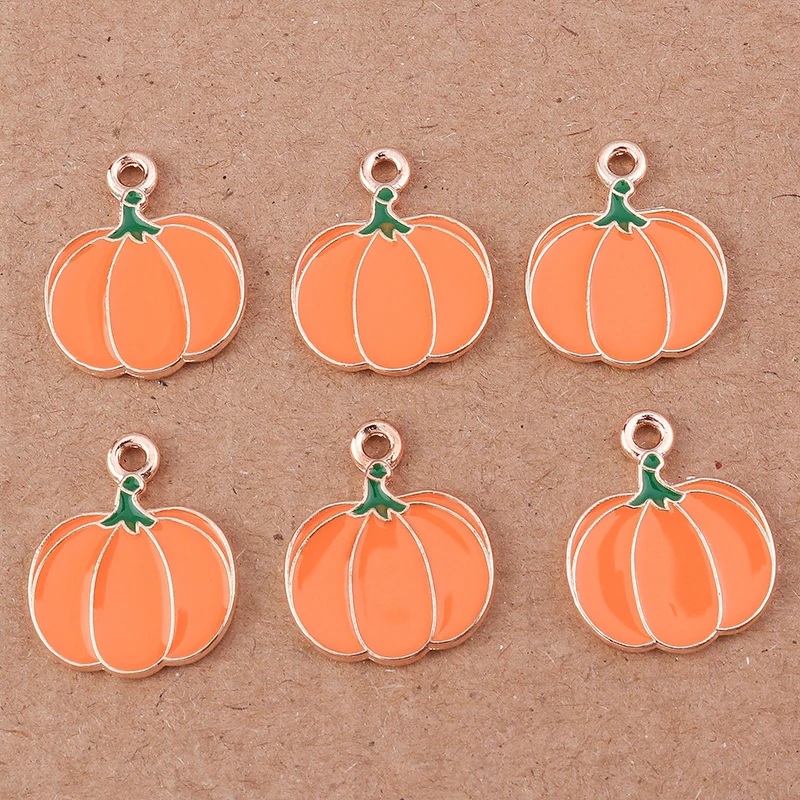 10pcs 15x18mm Enamel Vegetables Pumpkin Charm Pendants for Jewelry Making Women Cute Drop Earrings Necklaces DIY Crafts Supplies