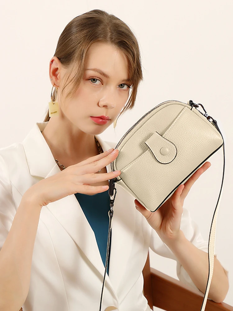 Zency Women Soft Leather Bag Crossbody Female Shell Shoulder Bags Multi-pockets Small Handbag