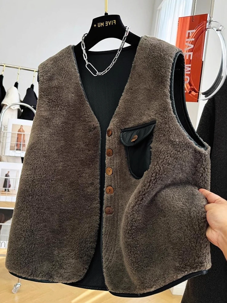 

Slimming Effectiveness Women's Vest Top Open Backless Sleeveless V-Neck Brand Buckle Autumn Winter Outerwear Loose Fit Jacket