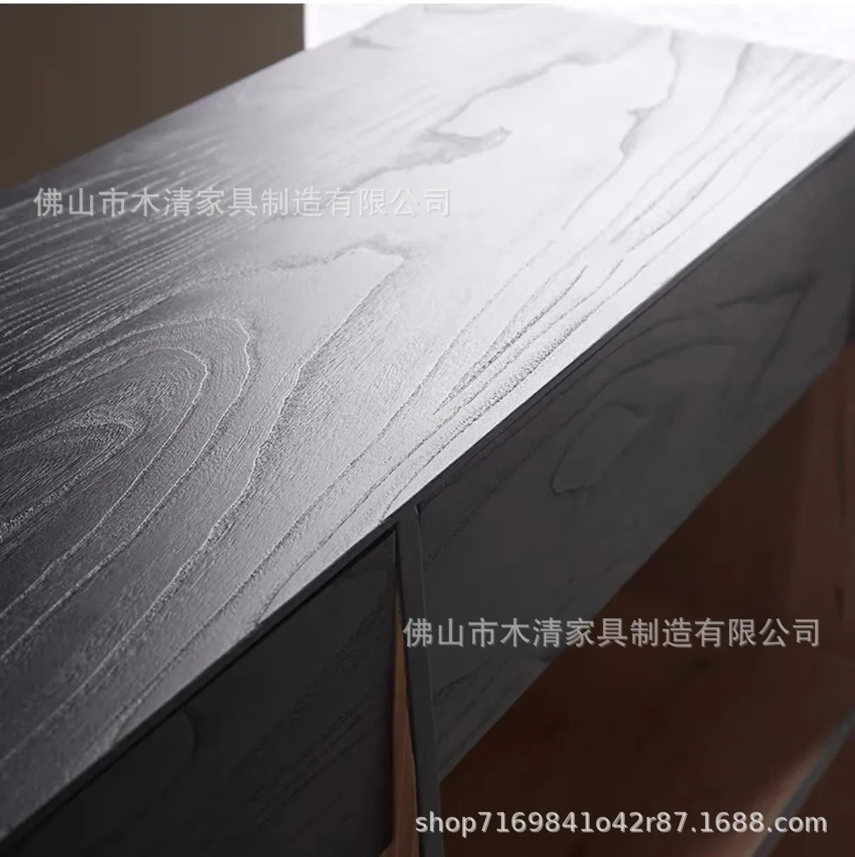 Carbonized black old wood dining side storage bookcase B & B furniture