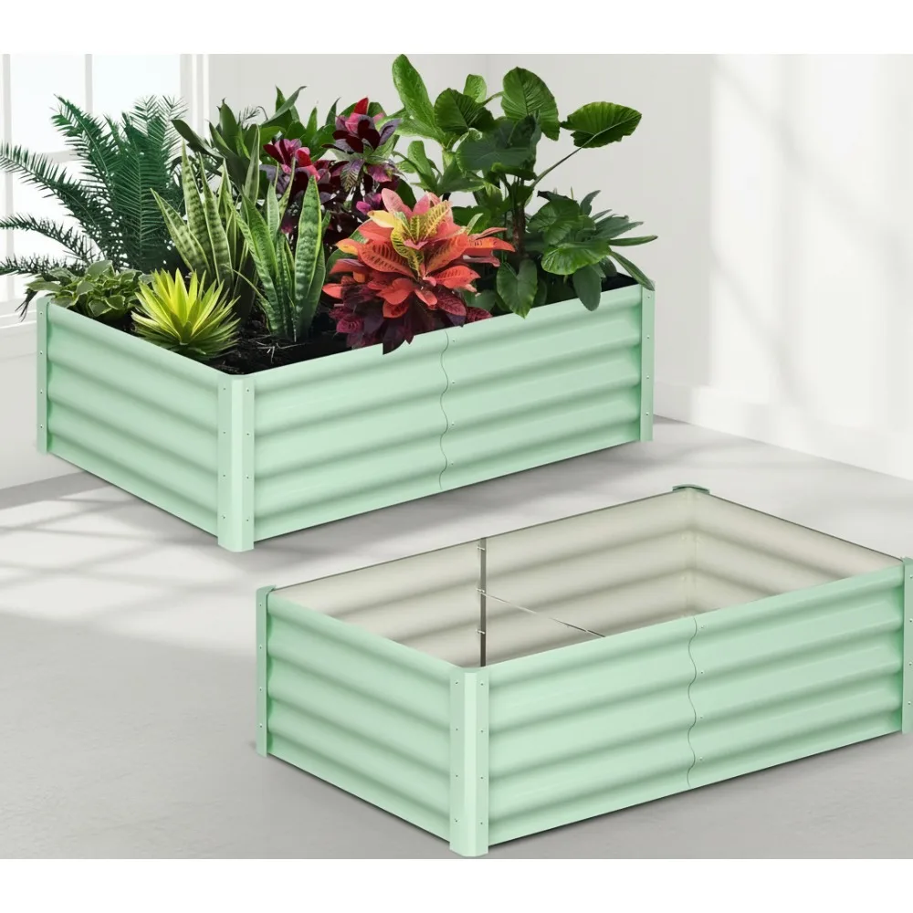 

6x3 ft Metal Raised Garden Bed, 2-Pack Galvanized Planter Box with Safety Edge for Vegetables Flowers Herbs Outdoor