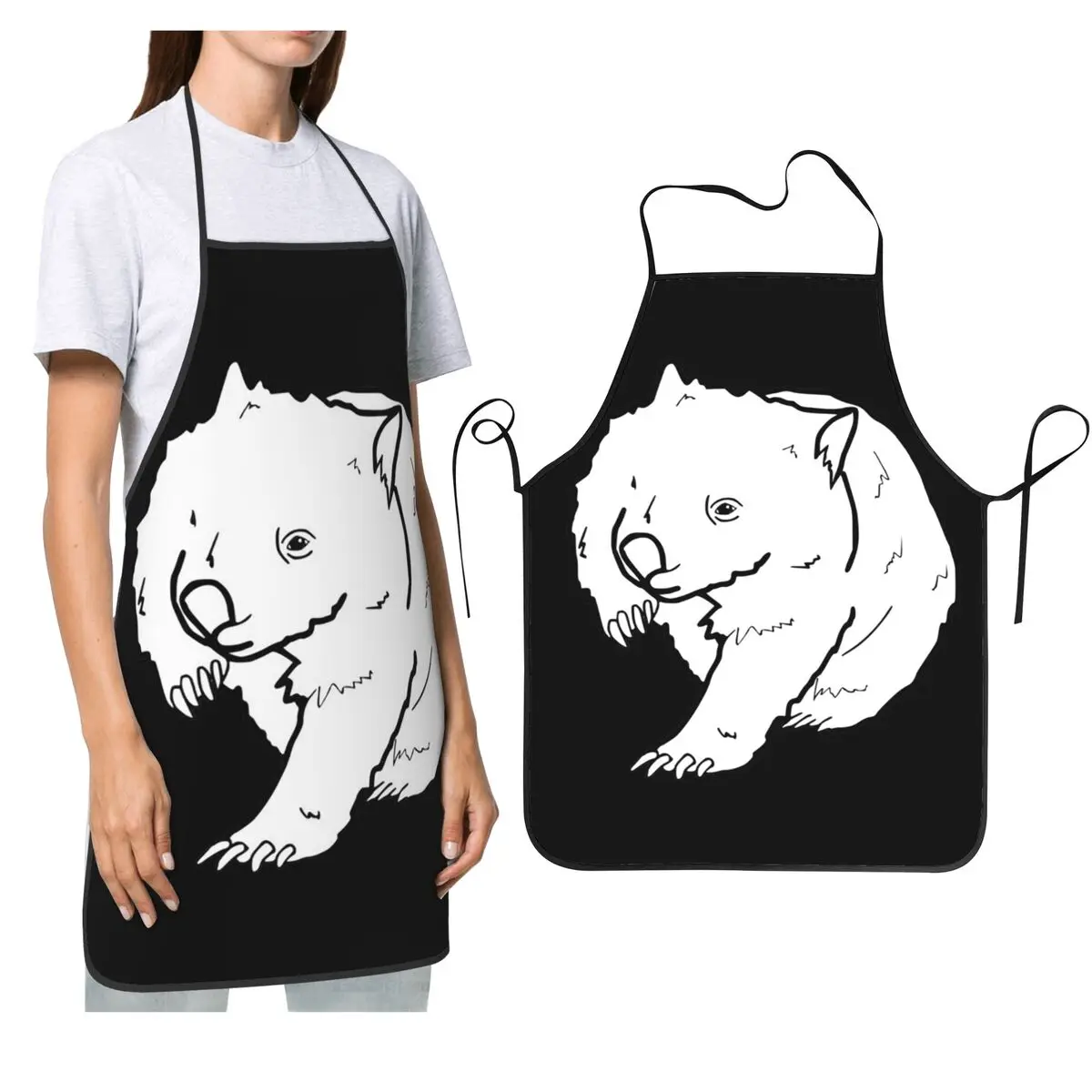 

Австралийский фартук с рисунком вомба, фартук для шеф-повара, кулинарии, кухни, столовое средство, водонепроницаемый нагрудник, кухонный сарафан для уборки для женщин и мужчин, садоводства