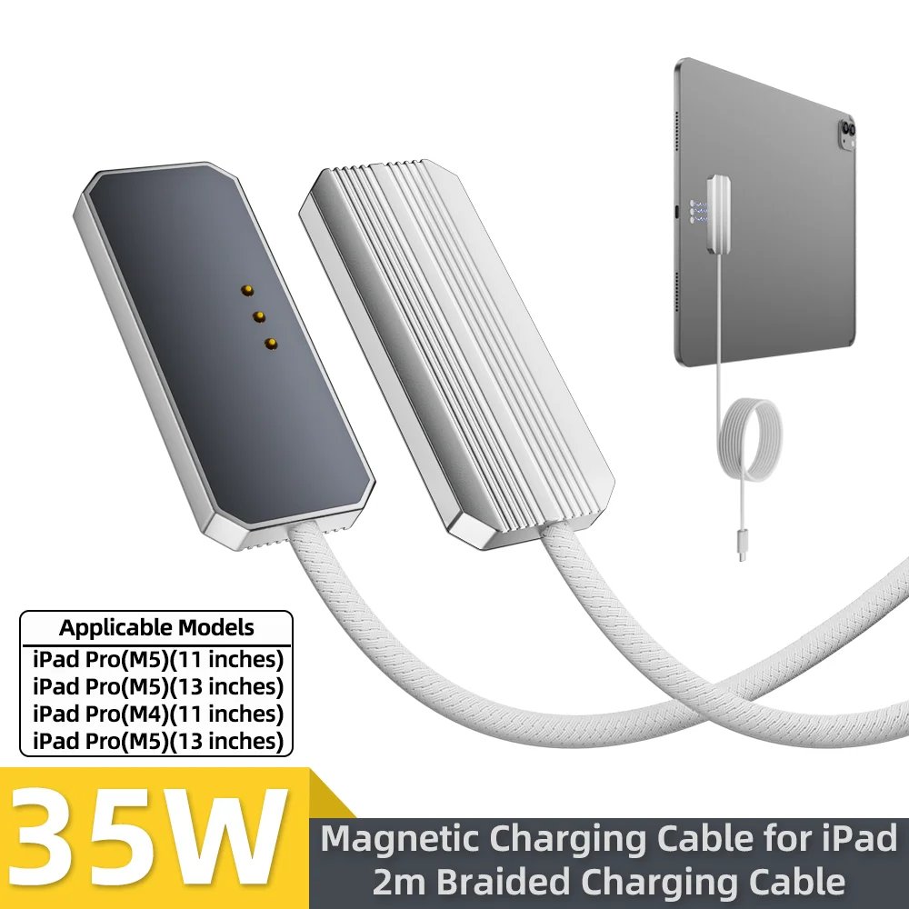 

Magnetic Charging Cable for iPad Pro 11" 13" M4/M5 2024-2025 35W PD USB-C Fast Charging Cord Adapter