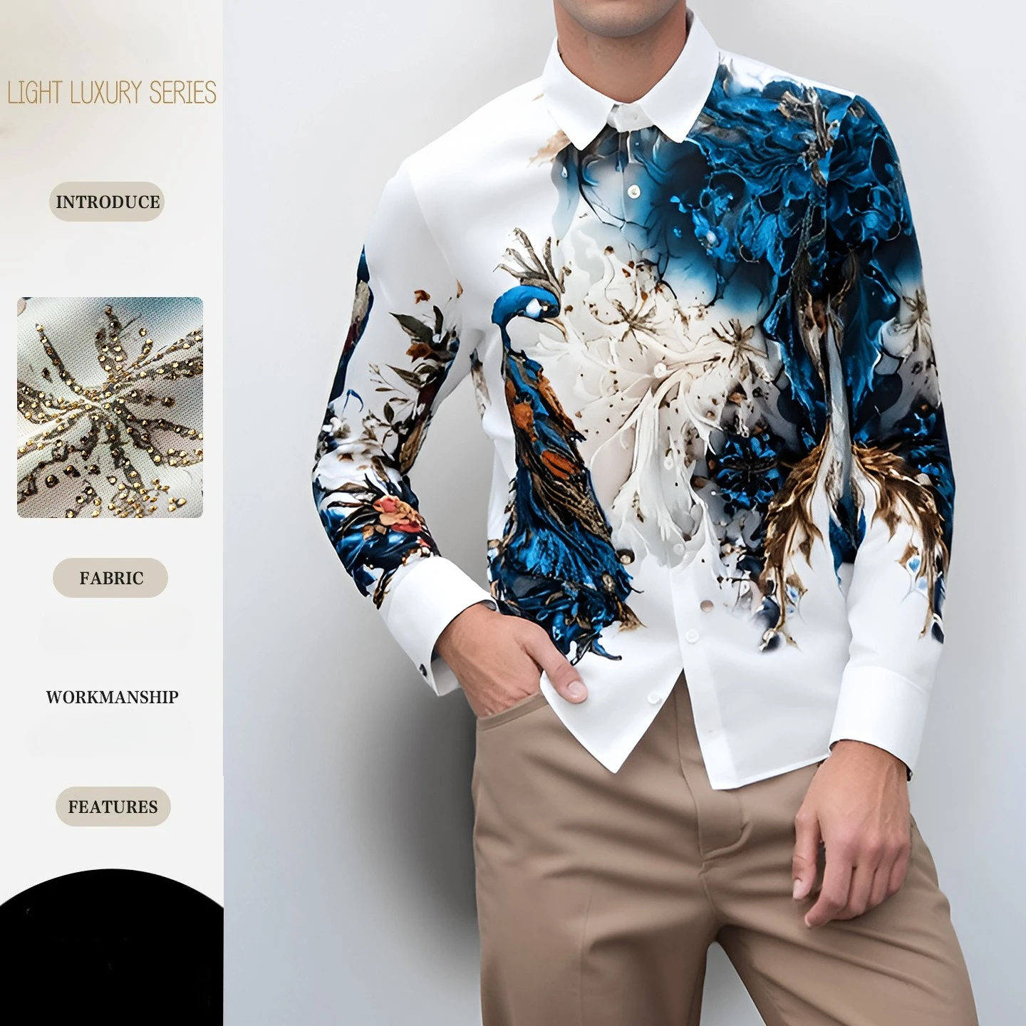 

Сверхмощная рубашка с длинными рукавами и стразами для мужчин, роскошные повседневные деловые классические рубашки, рубашка для сценического знаменитостей, банкета, вечеринки, 2025 г.