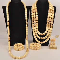 White Artificial Coral Couple Set African Wedding Nigerian Beads Jewelry Sets