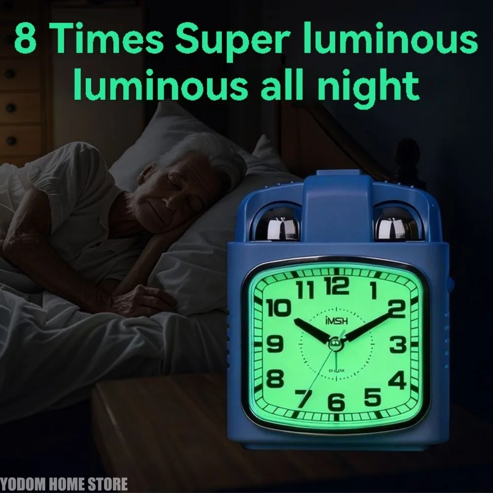 Super Loud Digital Alarm Clock Large Square Screen Luminous Silent Desk Clock with Big Display