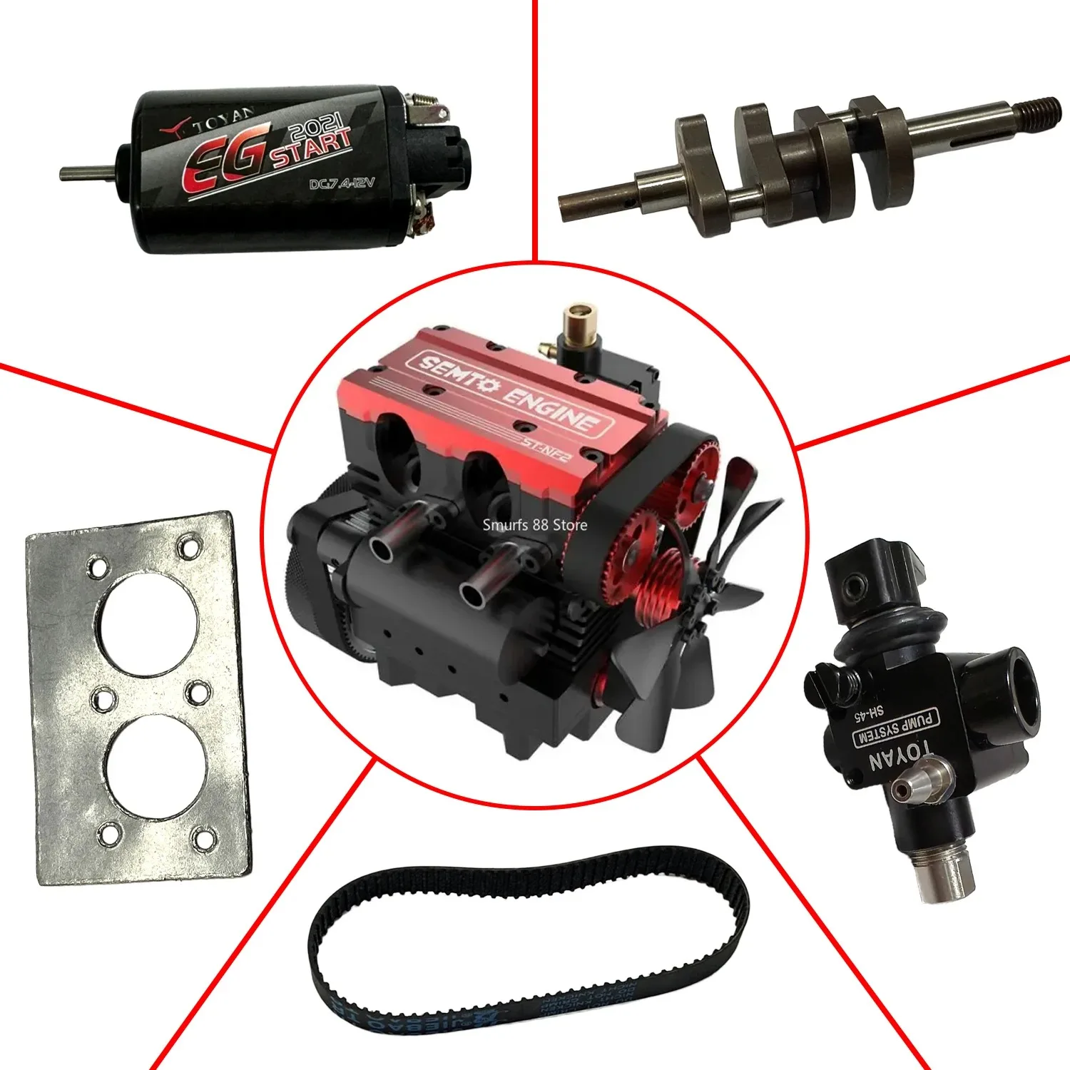 

Аксессуары для двигателя TOYAN FS-L200AC, двухцилиндровый ремень двигателя, теплозащитный экран, кривошипный стержень, карбюратор двигателя, детали игрушек