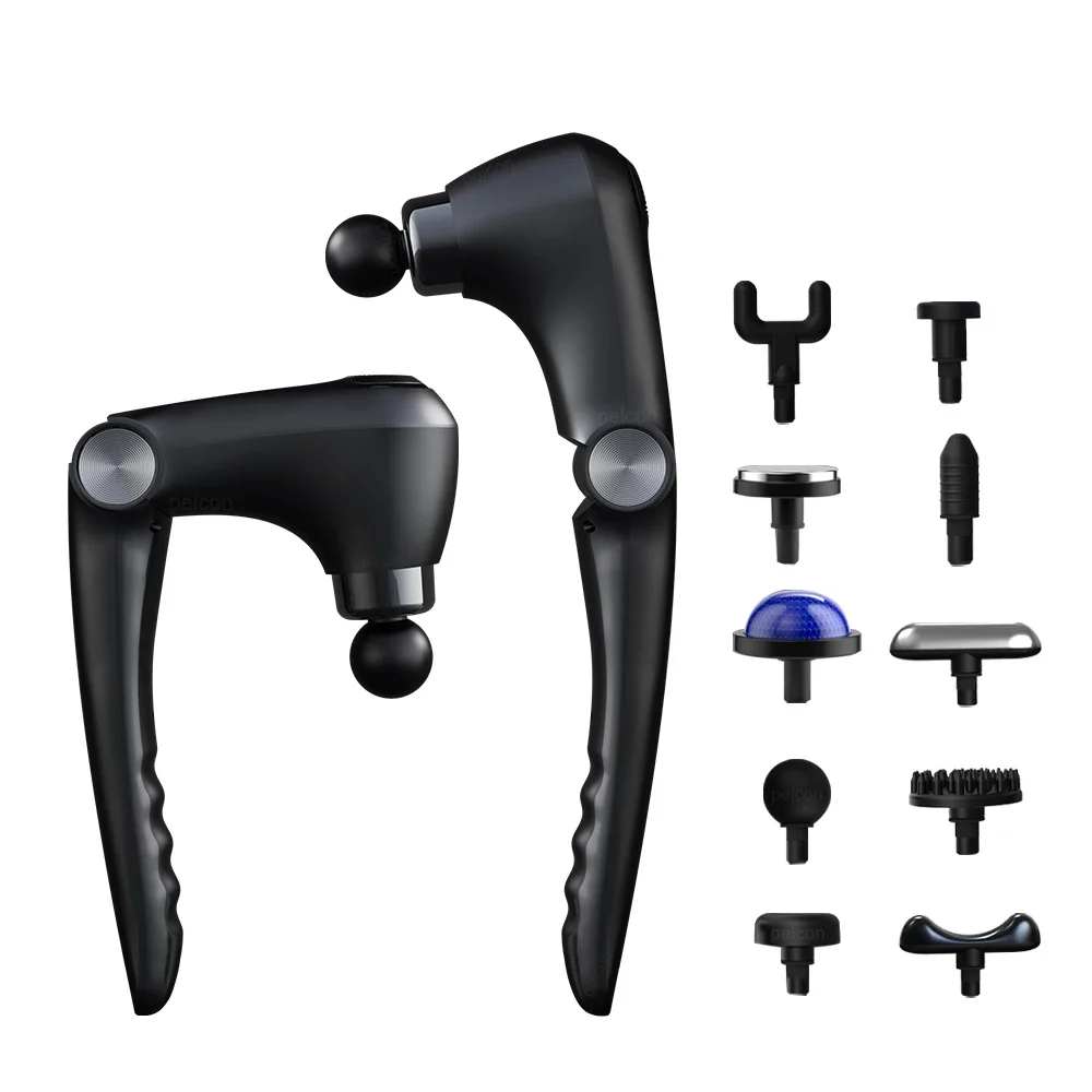 Hot Cold Compress Fascia Gun Foldable Design with Extended Handle Adjustable Deep Tissue Massage Gun for Neck Back Shoulder Leg