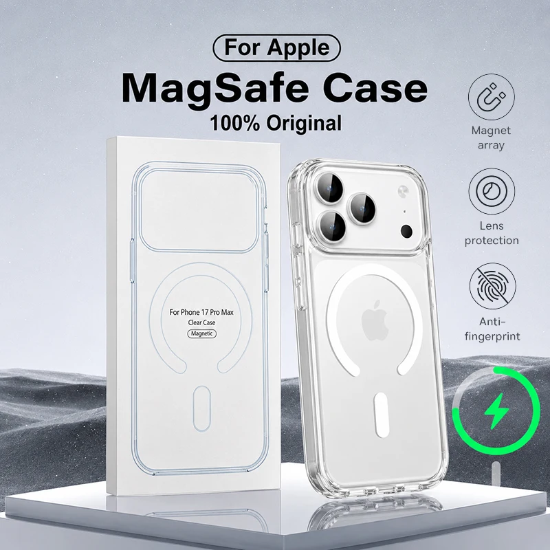 Oryginalne etui na telefon APPLE Magsafe z przezroczystym magnesem do iPhone’a 17 16 15 14 13 12 11 Pro Max…