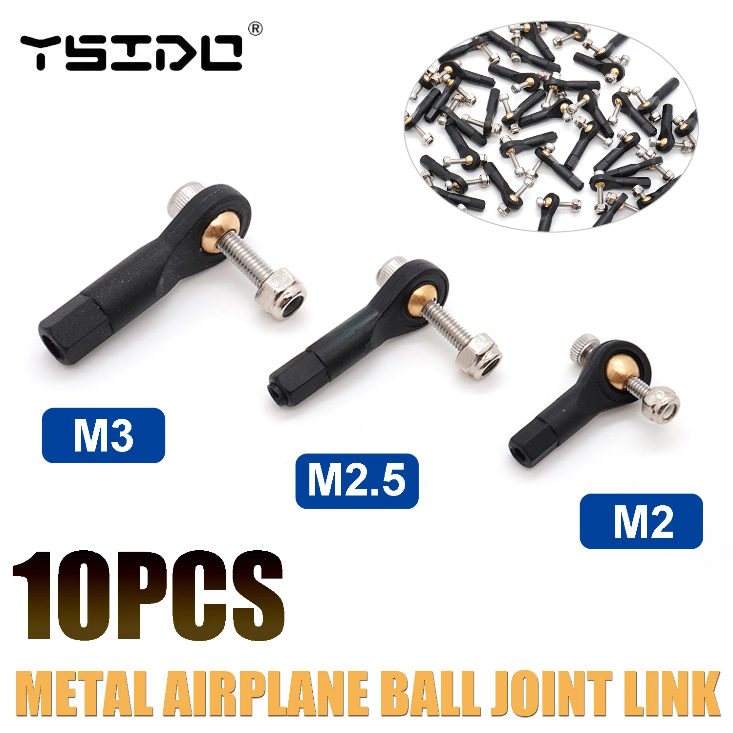 10Pcs M2 M2.5 M3 Metal Airplane Ball Joint Link with Screw Assemblies Set for RC Model Airplane Car Truck Buggy Boat DIY Parts