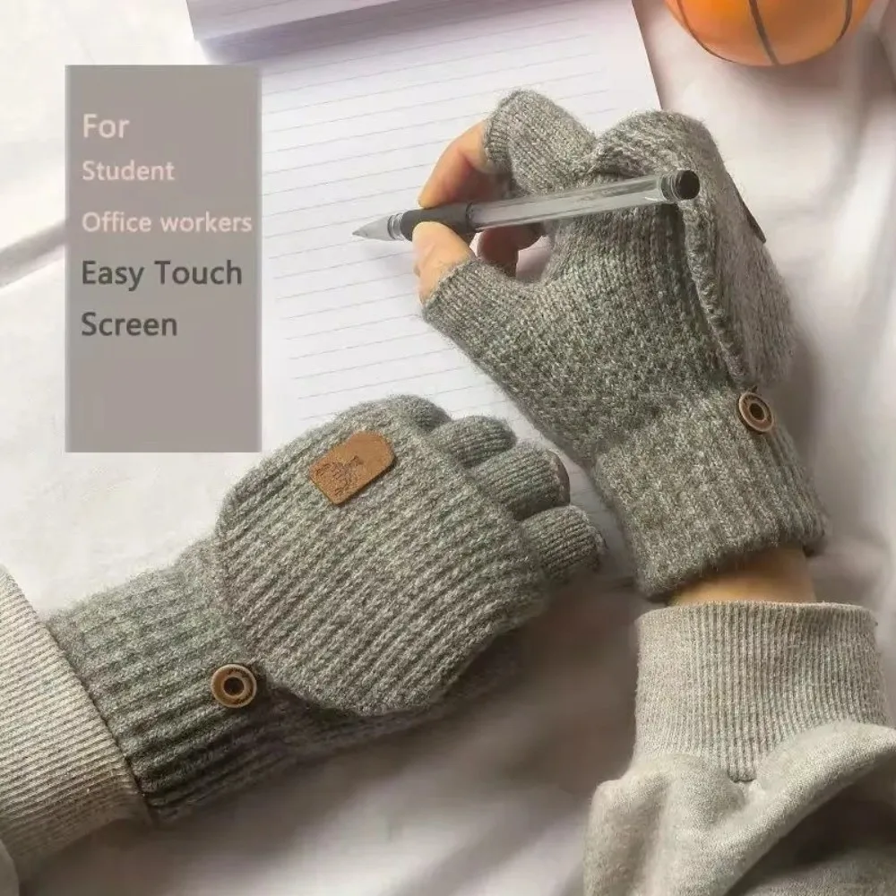 

New Knitted Warm Gloves Touchable Screen Solid Color Touch Screen Gloves Driving Mittens Unisex