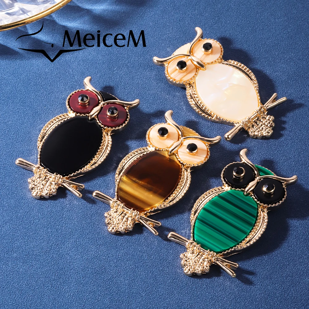 

MeiceM Brooch Zinc Alloy Animal Series Owl Twig Colorful Dripping Oil Cutout Exquisite Design Temperament Brooch For Women