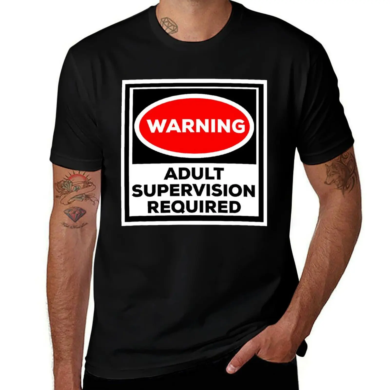 

Funny Shirt Warning Adult Supervision Required T-Shirt t shirt for man t shirts cotton 100%