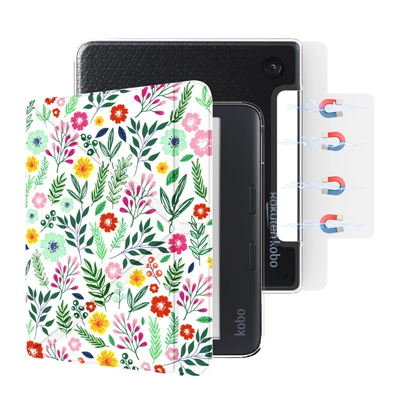 Funda magnética desmontable para Kobo Libra Colour 2024 N428 de 7 pulgadas, funda de cuero PU para Kobo Libra 2 2021 N418, cubierta trasera transparente de TPU