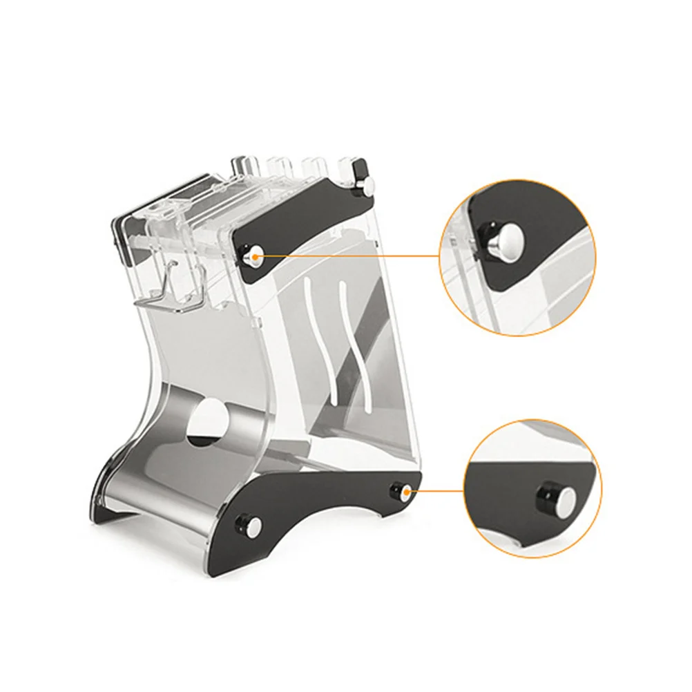 

Multi-Slots Knife Rack Transparent Acrylic Stainless Steel Holder Tilt Style Kitchen Organizer Block for Indoor Outdoor Barbecue