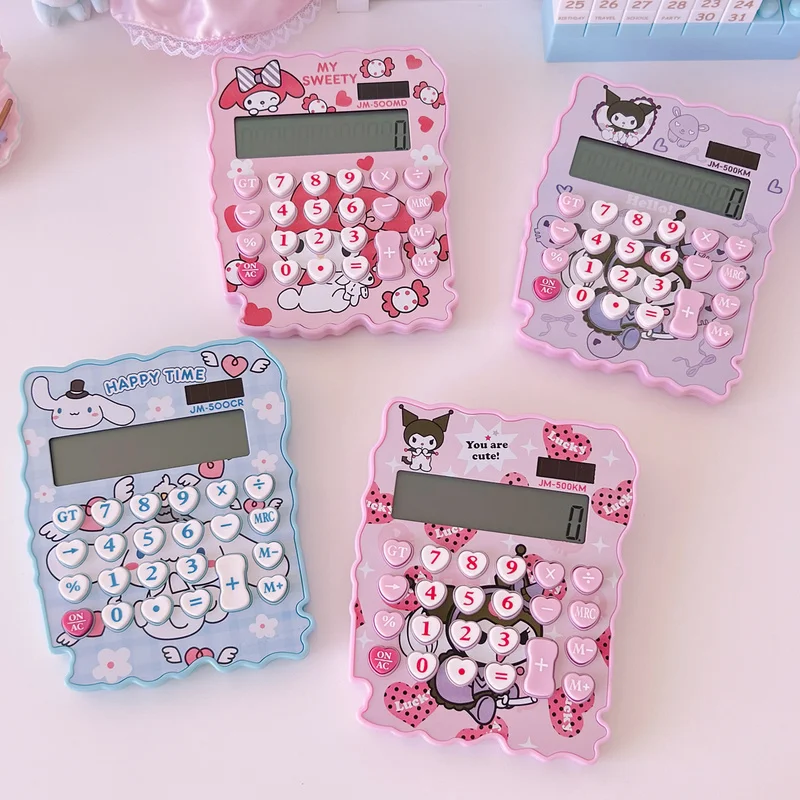 

Лидер продаж, электронный калькулятор Sanrio, Hello Kitty Kuromi, солнечная батарея, двойной мощности, школьный офисный калькулятор, канцелярские принадлежности