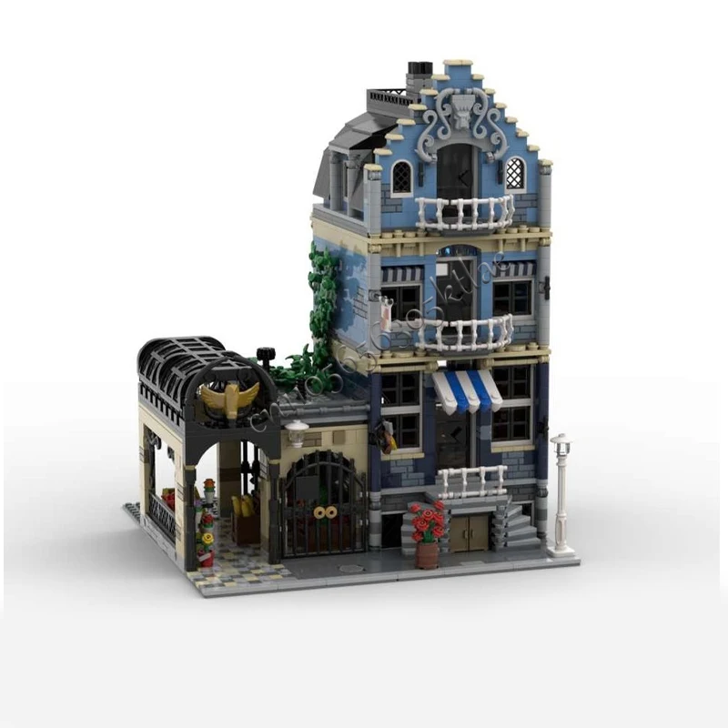 2519-onderdelen MOC Creatieve markt Street View modulaire marktmodel Architectuur Bouwstenen Kinderen Bakstenen Speelgoed Kerstcadeau