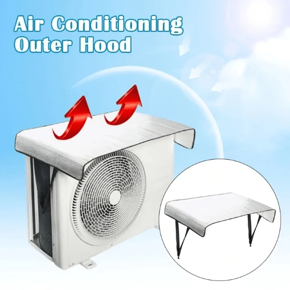 Double Layer Aluminum Foil Heat Insulation Sunshade Cover Conditioning Outer Hood Rain Proof Air Conditioning Condenser Cover