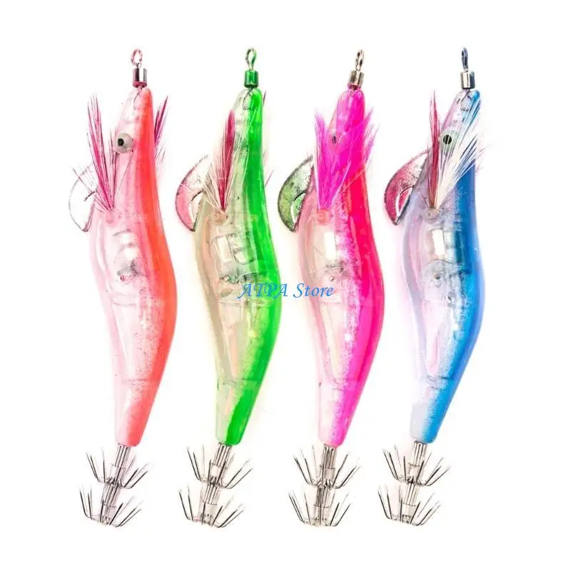 U13C LED Electronic Luminous Shrimp Squid Topwater Crankbaits Fish Tackle Night Fishing Squid Jigs Lure Bass Bait Wobbler
