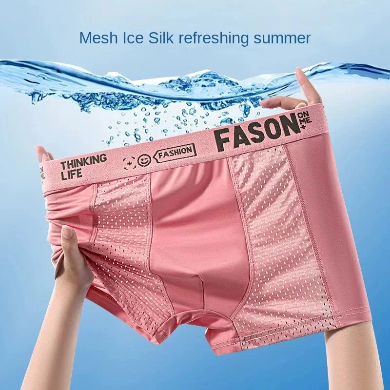 4 stücke Mesh Eis Seide Boxer Shorts männer Unterwäsche FASQM Unterhose Atmungsaktive Sexy Dünne Höschen Bambus Dessous Plus Größe L-6XL – Detail 14