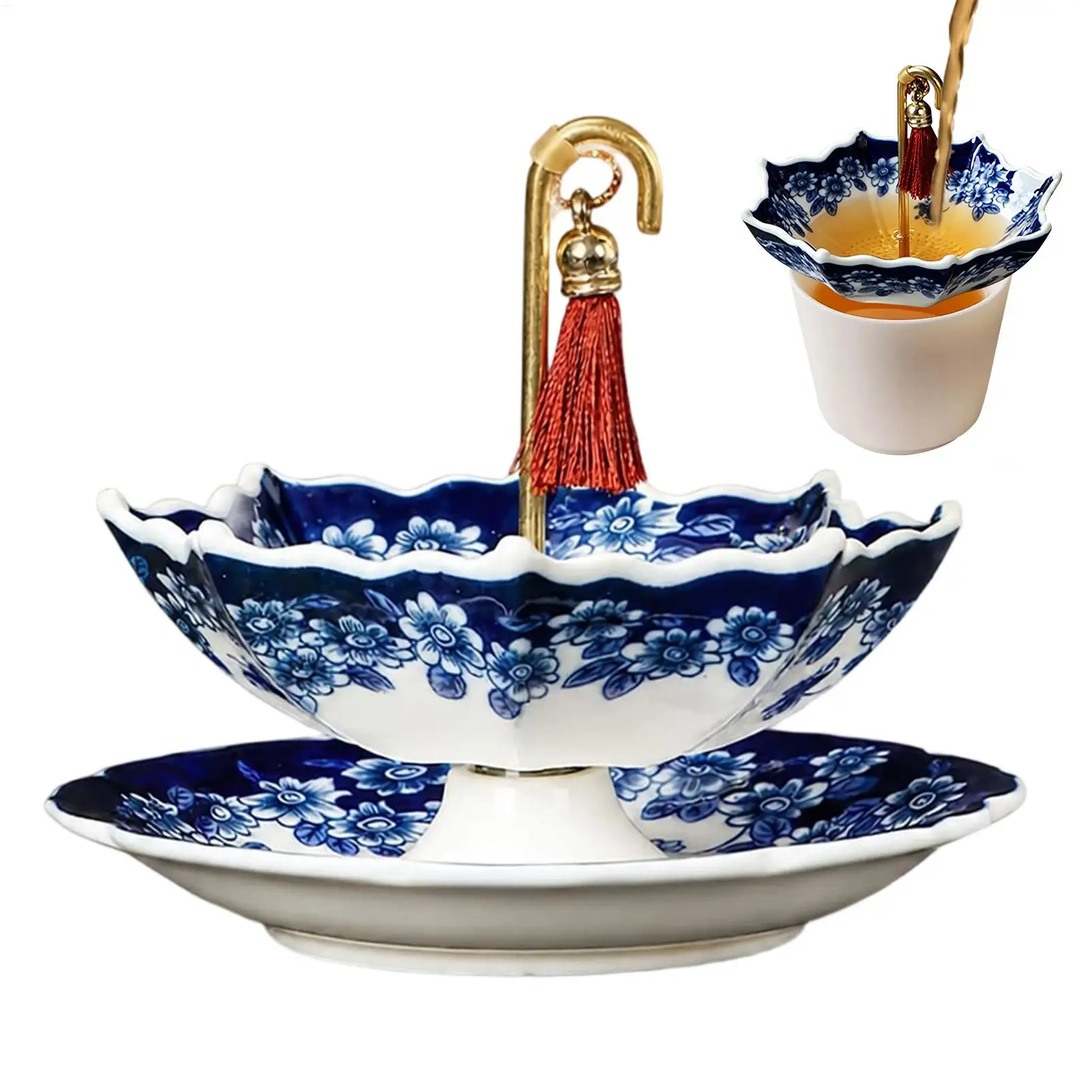 China Umbrella Tea Strainers Tea Infusers Ceramic Tea Filter Coffee Infuser Screen Tea Ceremony Brewing Tools Tea Table Ornament