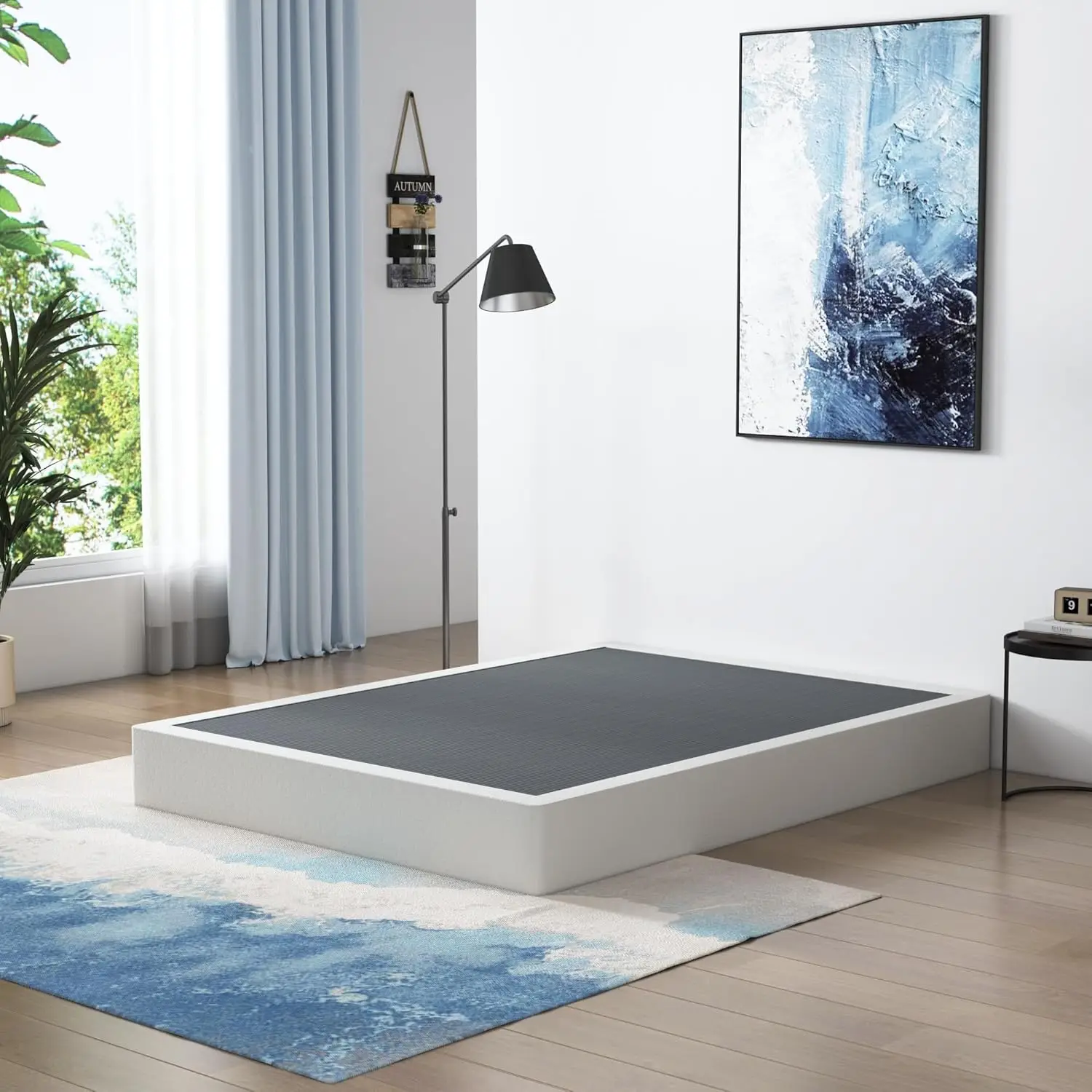 6 Inch Box Spring King Size Bed Base, Heavy Duty Metal Mattress Foundation with Fabric Cover Supports 3000 LBS, Easy Assembly