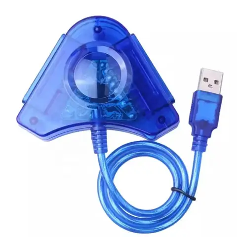1 Pcs USB Dual Player Converter  Adapter Cable for PS2 PC USB Game Controller with CD Driver
