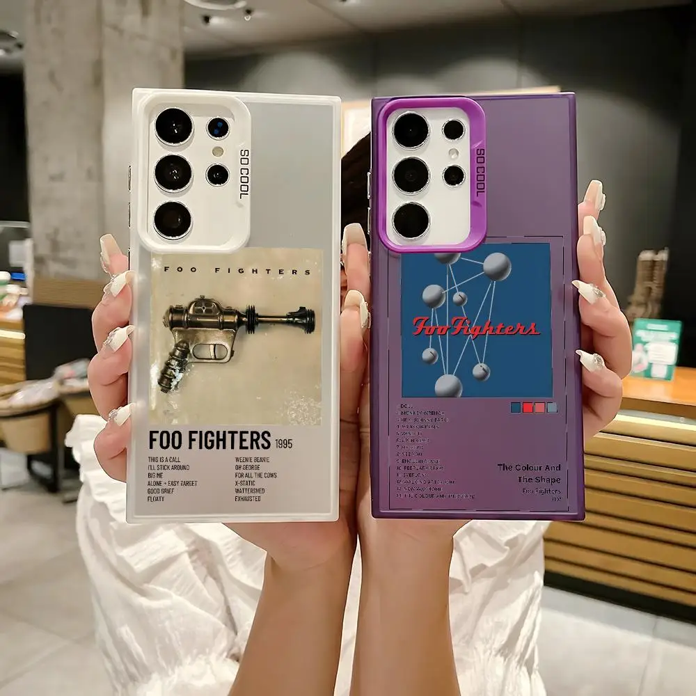 Rock Band F-Foo Fighters Phone Case For Samsung Galaxy S25 Edge S24 S23 S22 S21 S20 Ultra Funda Silicone Silver Phone Case