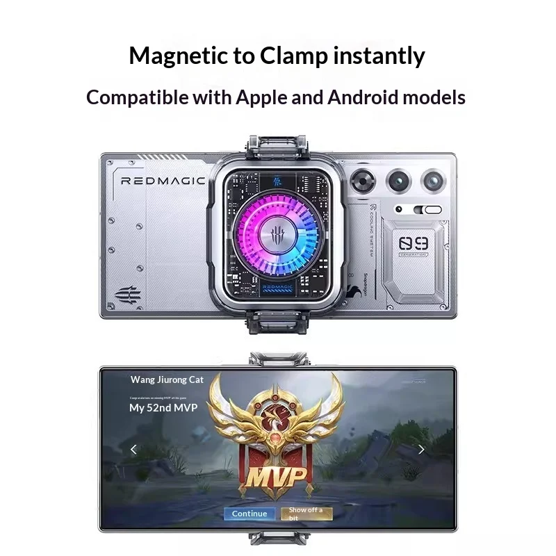 Red Magic Magnetic Phone Heat Sink Back Clamp Bracket Cooling Holder Fit Red Magic 5 5 Pro 6 Pro Game Radiator Handle Accessory