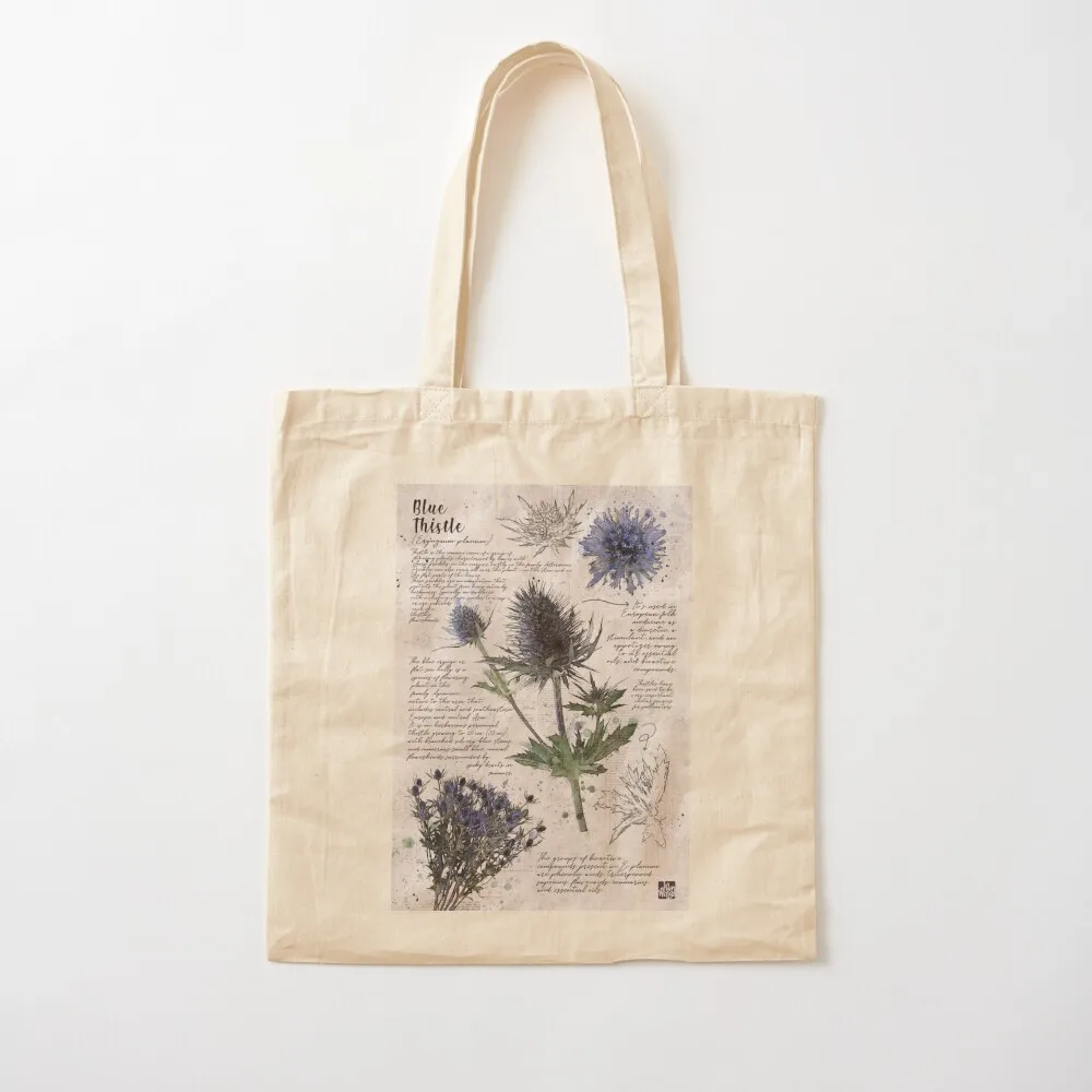 Blue Thistle Vintage Botanical Poster Tote Bag Woman shopper bag bag for beach Canvas Tote